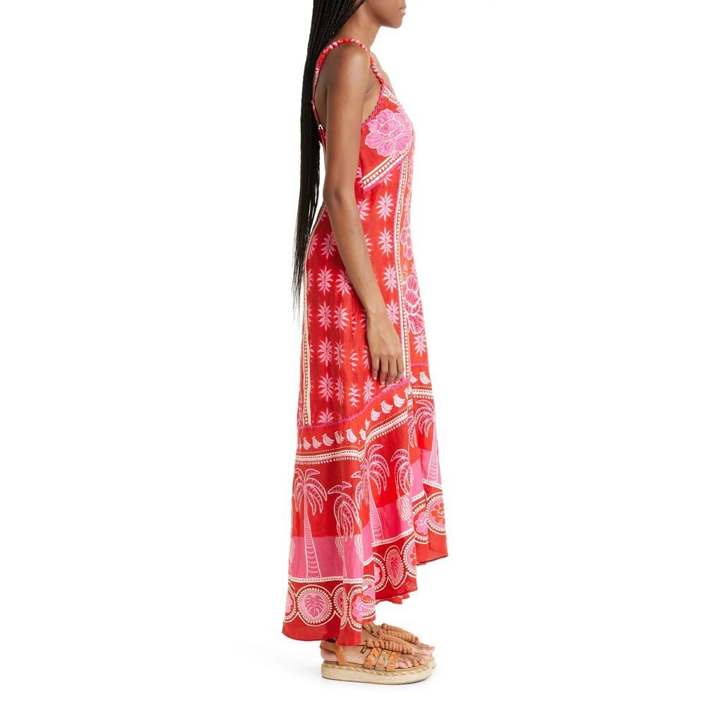 Farm Rio Summer SunriseEmbroidered Linen Maxi Dress NWT- Size L - Picture 3 of 15